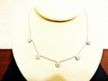DIAMOND FIVE CLUSTER DROP NECKLACE SET CHOKER DIAMOND STYLE DIAMOND NECKLACE
