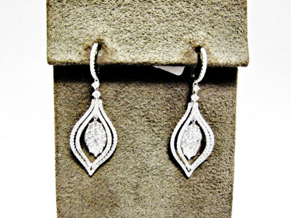2.38 CT DIAMOND ROUND SHAPE EARRING DANGLE PAVE STYLE EARRING G VS 18 K GOLD
