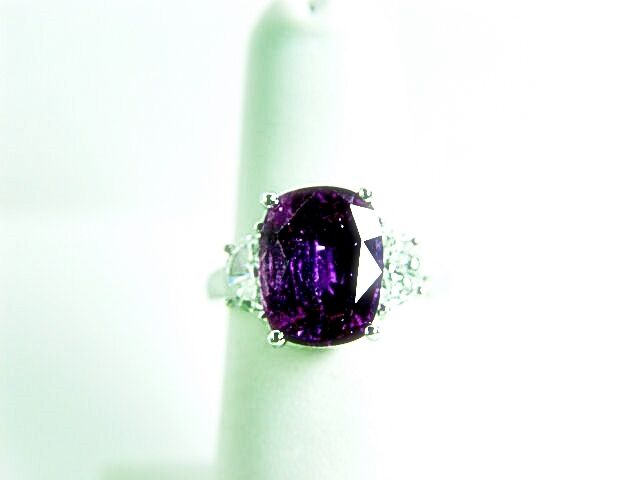 PINK SAPPHIRE 5.06 CT 11.39X8.72X5.41MM DIAMOND RING 18 K WHITE GOLD RE-SIZEABLE