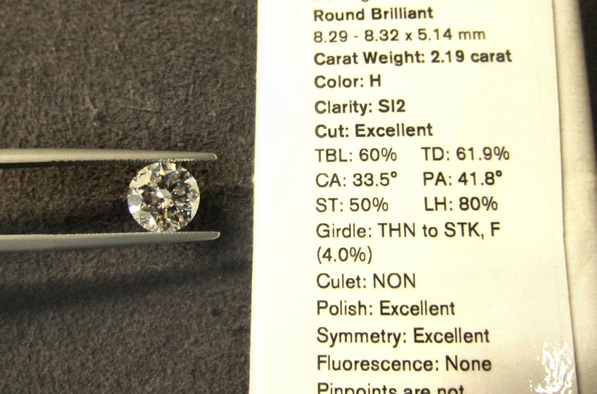 ROUND BRILLIANT DIAMOND H SI2 TRIPLE EXCELLENT LOOSE DIAMOND CERTIFIED