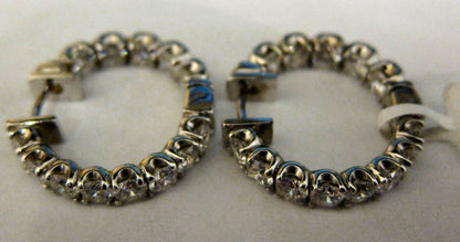 DIAMOND HOOP EARRING INSIDE OUTSIDE SET HUGGIE EARRING DIAMOND EARRING