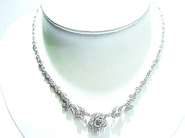 ROUND BRILLIANT DIAMOND NECKLACE ANTIQUE REPRODUCTION