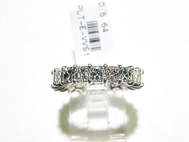 DIAMOND ASSCHER SHAPE 20 STONE COMMON PRONG SET ETERNITY BAND DIAMOND BAND