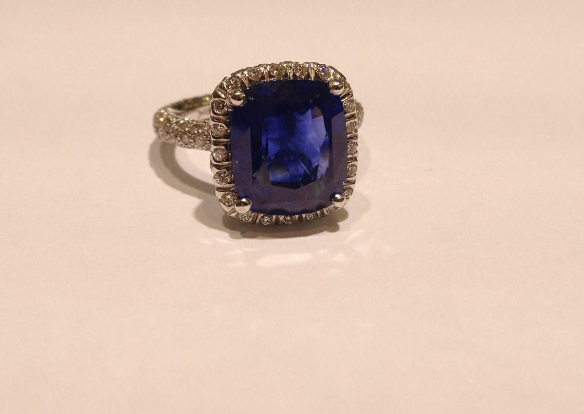 SAPPHIRE BLUE CUSHION SHAPE 12.09X 10.32X 5.81MM DIAMOND