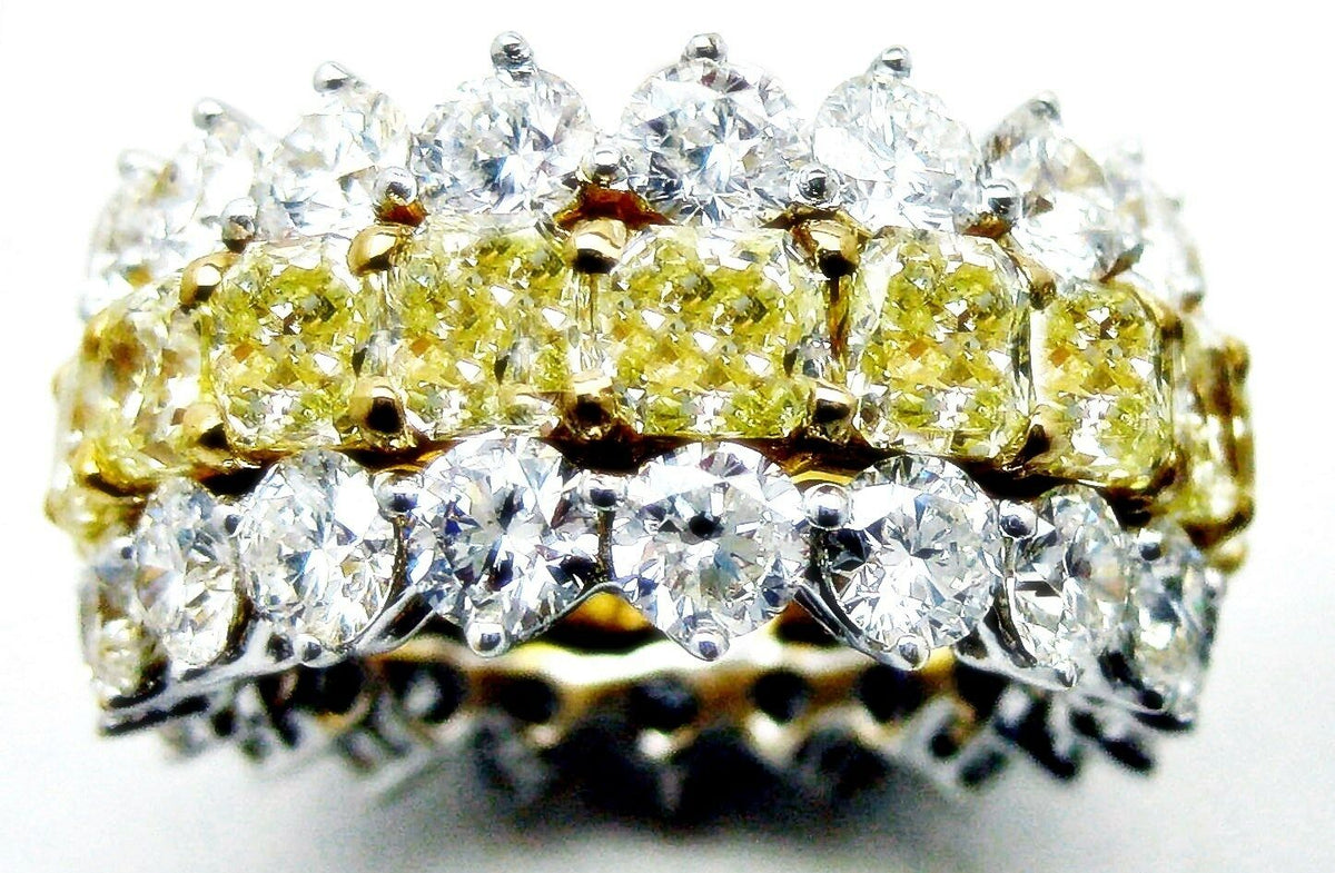 FANCY YELLOW RADIANT 16 STONE ROUND BRILLIANT SHAPE DIAMOND 32 PIECE ETERNITY