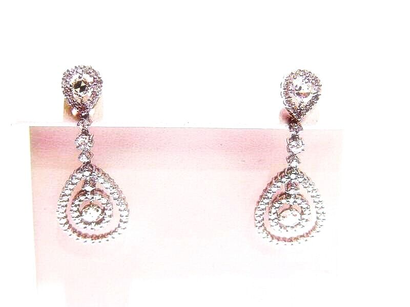 2.36 CT DIAMOND 6 ROSE CUT AND ROUND BRILLIANT CUT EARRING 18 K WHITE GOLD