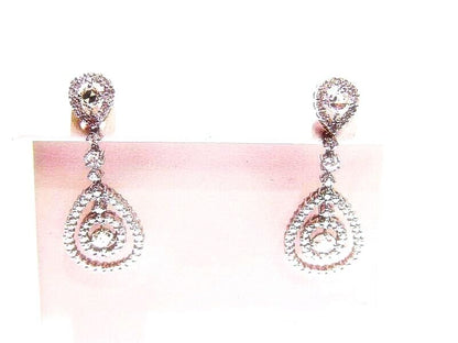 2.36 CT DIAMOND 6 ROSE CUT AND ROUND BRILLIANT CUT EARRING 18 K WHITE GOLD