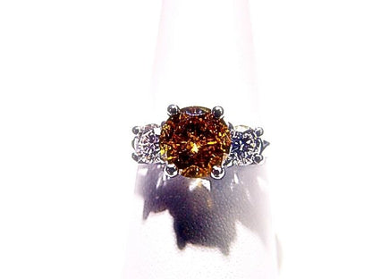 GIA CERTIFICATE NATURAL FANCY DEEP BROWNISH ORANGY YELLOW FANCY DIAMOND RING