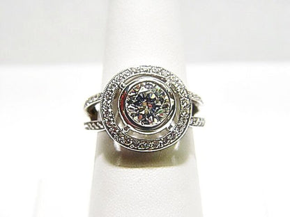 CERTIFIED DIAMOND ROUND BR 8.01X7.98X4.57MM BEZEL SET SIDE ROUND ENGAGEMENT RING