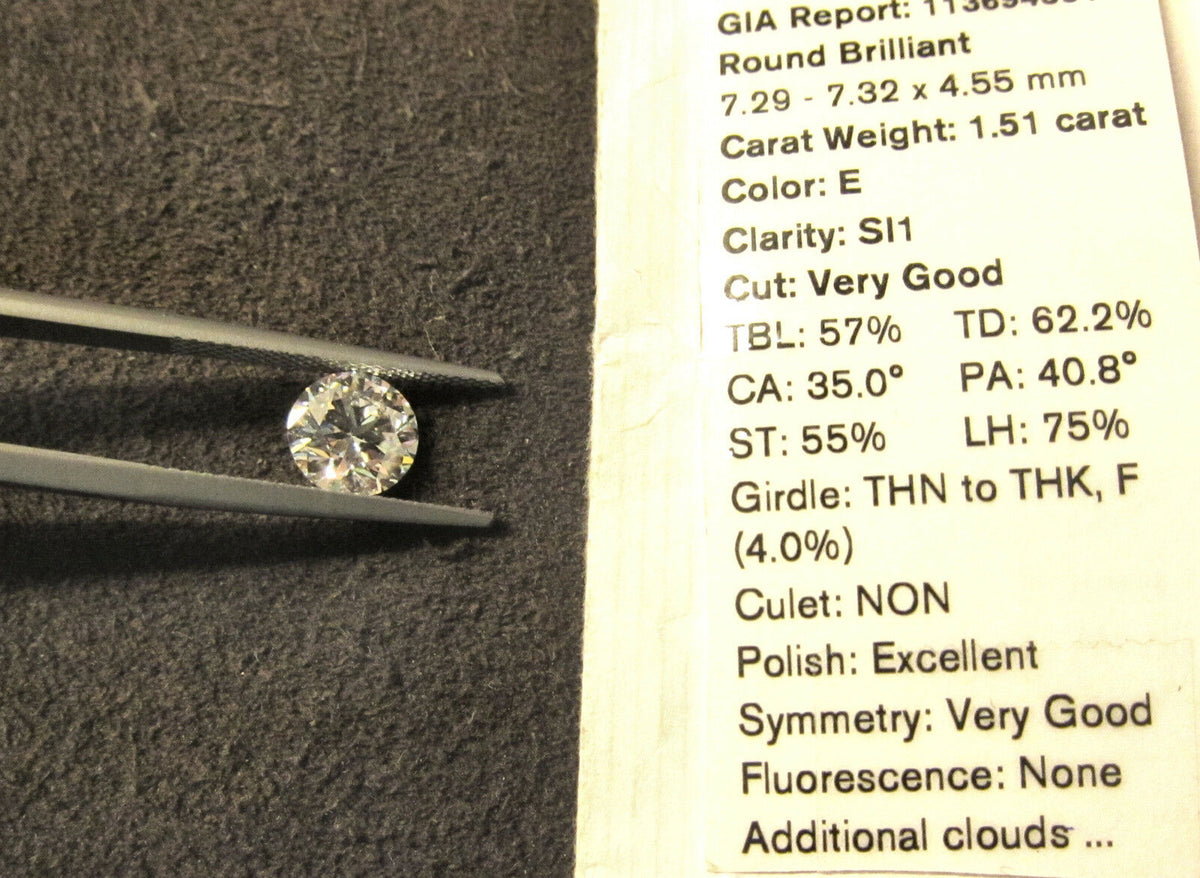 GIA ROUND BRILLIANT DIAMOND E SI1 IDEAL LOOSE DIAMOND