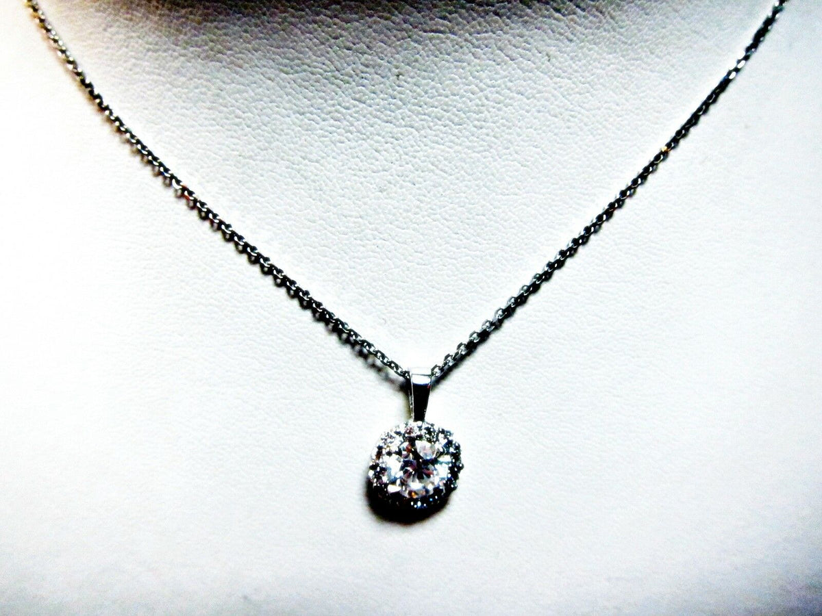 .73 CT CENTER .27 CT SIDE DIAMOND ROUND CENTER HALO DIAMOND AROUND 18 K PENDANT