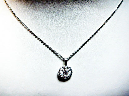 .73 CT CENTER .27 CT SIDE DIAMOND ROUND CENTER HALO DIAMOND AROUND 18 K PENDANT