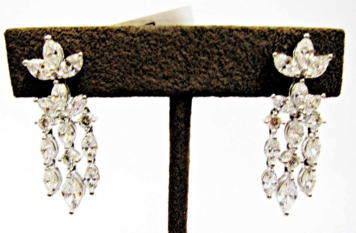 DIAMOND EARRING DANGLE 24 MARQUISE 6 ROUND SHAPE SET DIAMOND