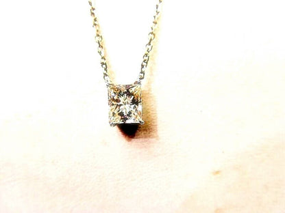 PRINCESS CUT DIAMOND SOLITAIRE PENDANT 1.55 CT 4 PRONG