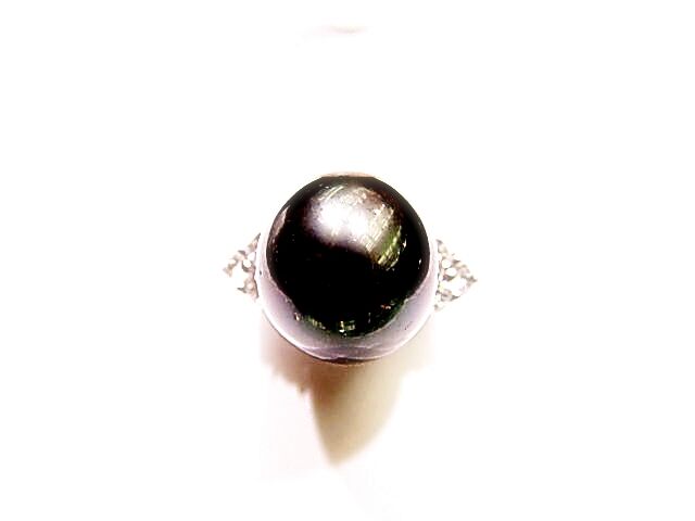 BLACK SOUTH SEA PEARL RING WITH DIAMONDS TONE SATURATION DEPTH COLOR VERY GOOD