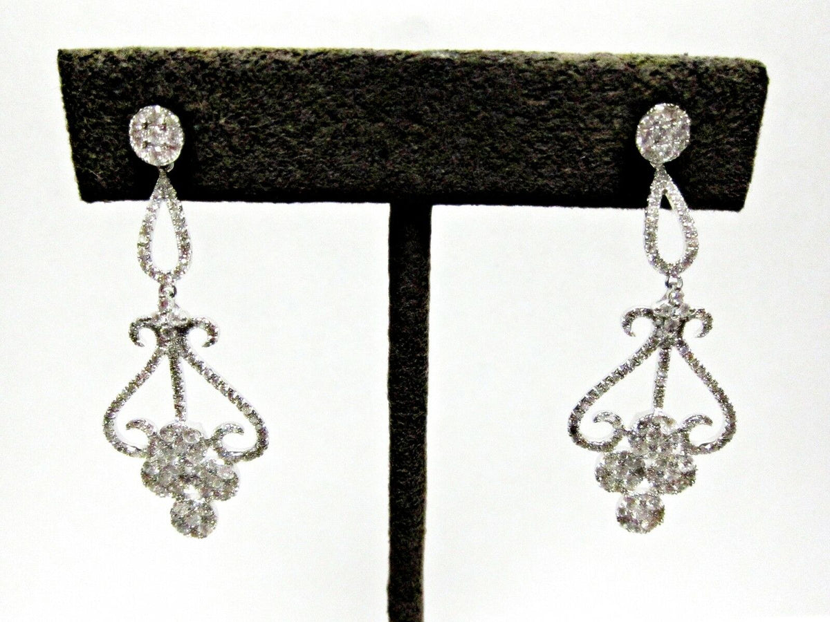 2.54 CT G COLOR VS1/2 CLARITY DIAMOND DANGLE STYLE ROUND BRILLIANT SHAPE EARRING
