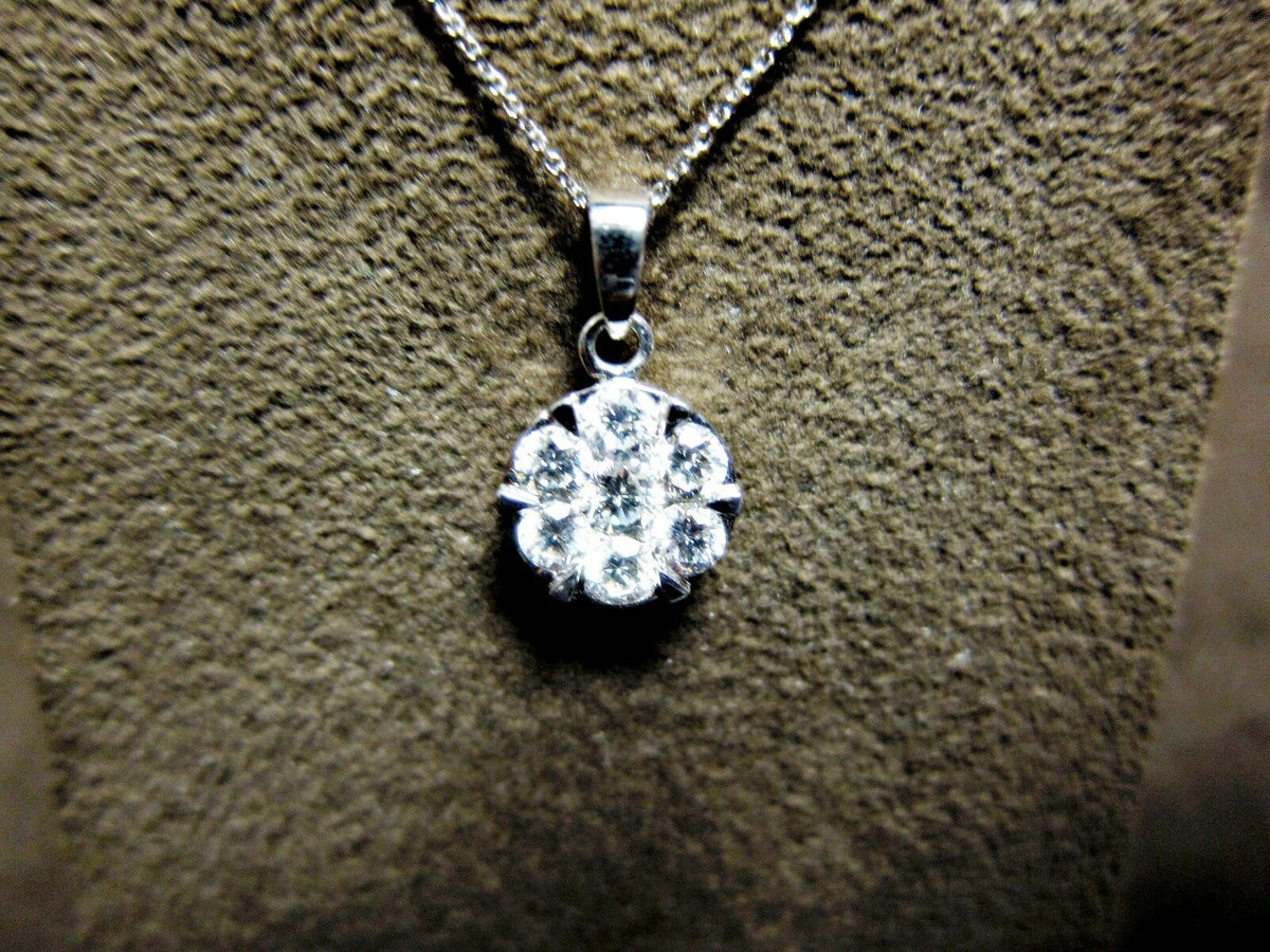 DIAMOND ROUND BRILLIANT SHAPE CLUSTER PENDANT 7 STONE