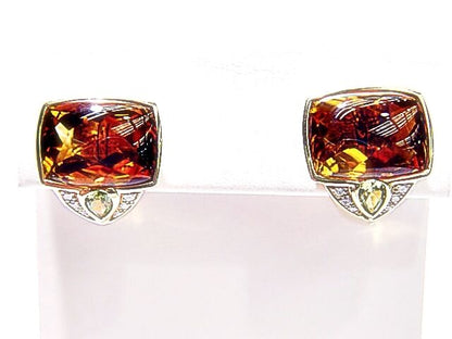 TOTAL 2 RECTANGULAR CITRINE CABOCHON 2 PERIDOT PEAR SHAPE 12 ROUND BRILLIANT