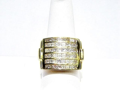 DIAMOND 48 PRINCESS SHAPE 6 ROW SET CHANNEL SET MENS DIAMOND RING DIAMOND BAND