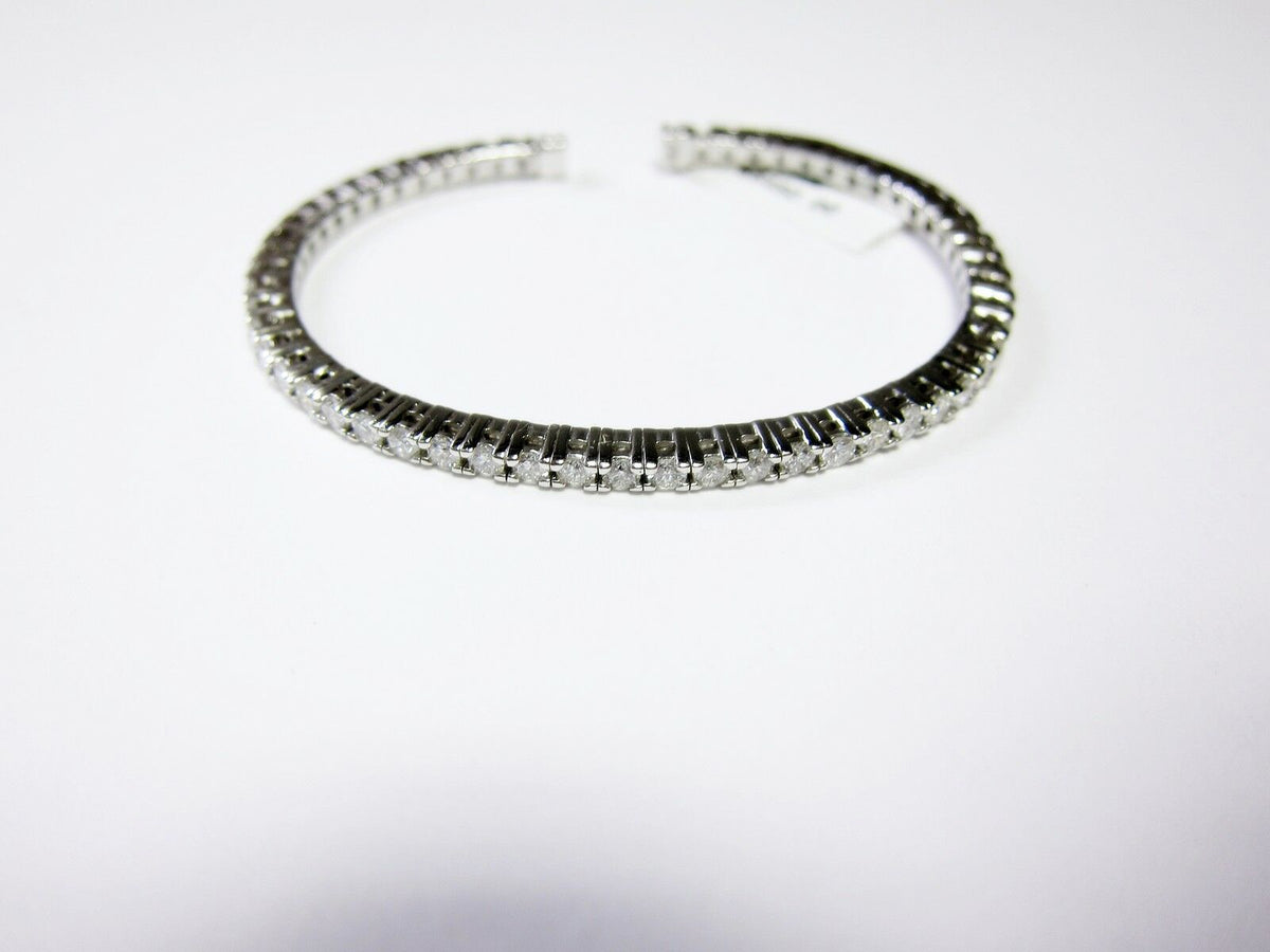 DIAMOND ROUND BRILLIANT SHAPE PRONG SET TOP SET CUFF DIAMOND BANGLE BRACELET