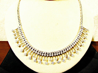 6.01 CT G COLOR VS1/2 CLARITY DIAMOND NECKLACE FRONT SET ROUND SHAPE 14 K WHITE