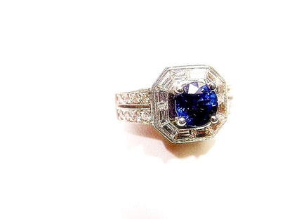 1.75 CT SAPPHIRE ROUND CUT TOP ONLY BAGUETTE AND ROUND