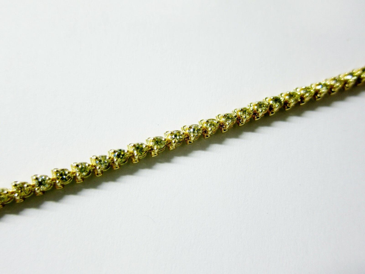 2.90 CT DIAMOND FANCY YELLOW ROUND BRILLIANT THREE PRONG SET BRACELET 14 K GOLD