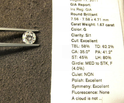 GIA ROUND BRILLIANT DIAMOND G SI1 TRIPLE EXCELLENT LOOSE DIAMOND