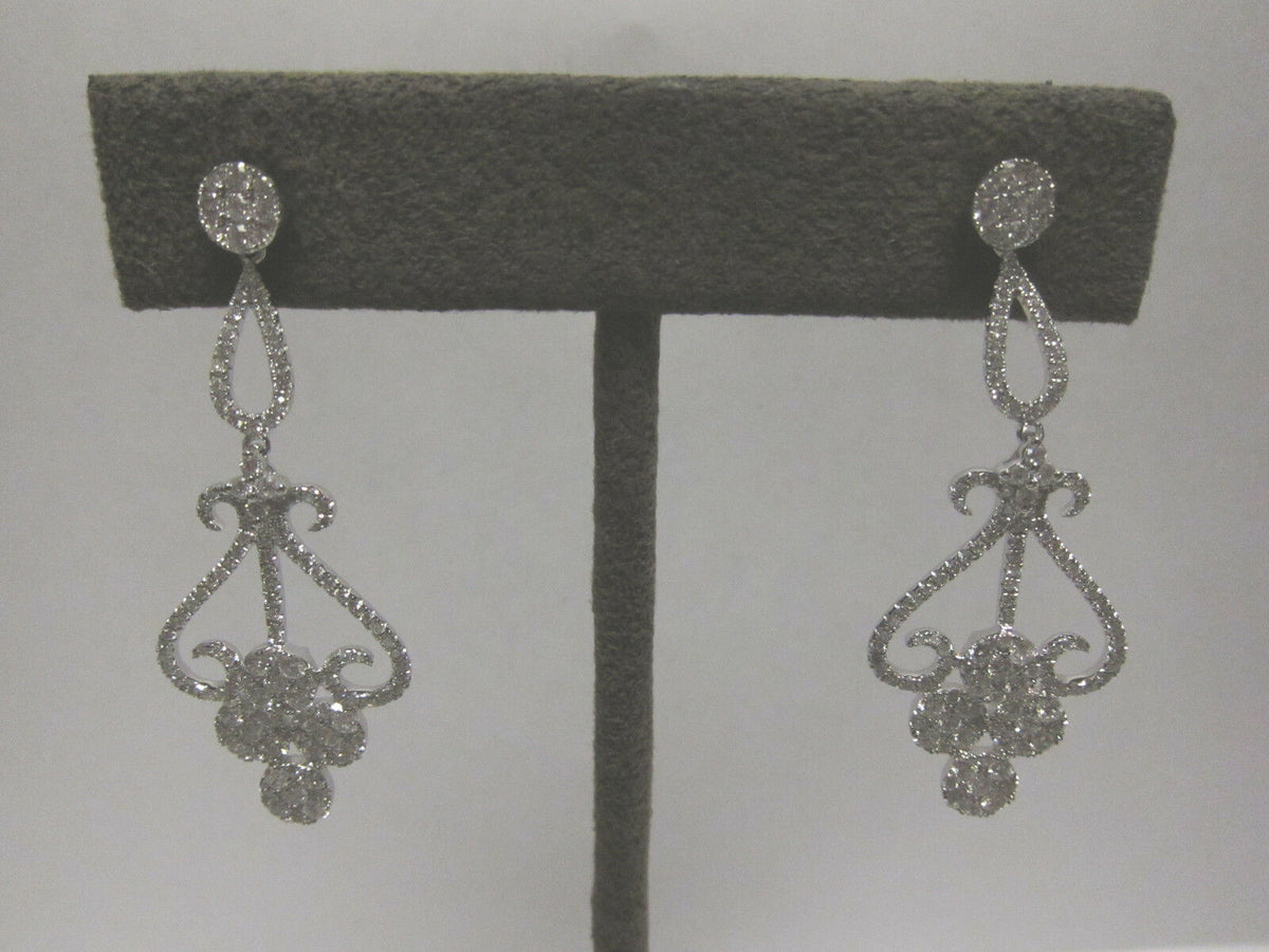 2.54 CT G COLOR VS1/2 CLARITY DIAMOND DANGLE STYLE ROUND BRILLIANT SHAPE EARRING