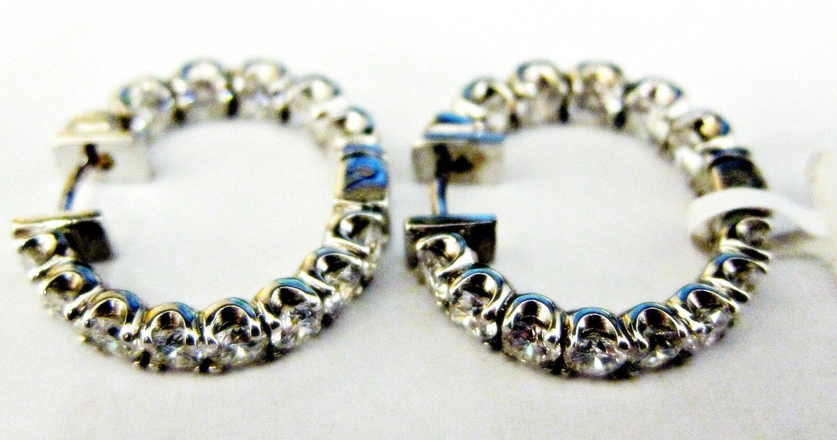 DIAMOND HOOP EARRING INSIDE OUTSIDE SET HUGGIE EARRING DIAMOND EARRING