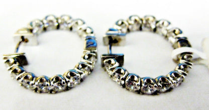 DIAMOND HOOP EARRING INSIDE OUTSIDE SET HUGGIE EARRING DIAMOND EARRING