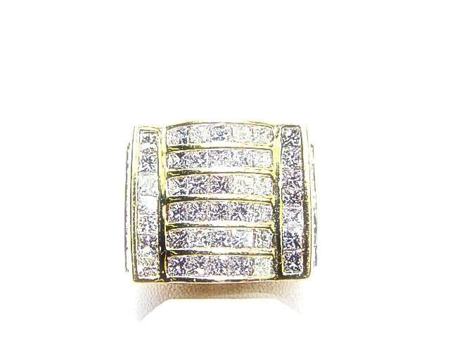 DIAMOND 56 PRINCESS SHAPE DIAMOND CHANNEL SET MENS RING DIAMOND BAND GOLD RING