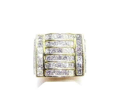 DIAMOND 56 PRINCESS SHAPE DIAMOND CHANNEL SET MENS RING DIAMOND BAND GOLD RING