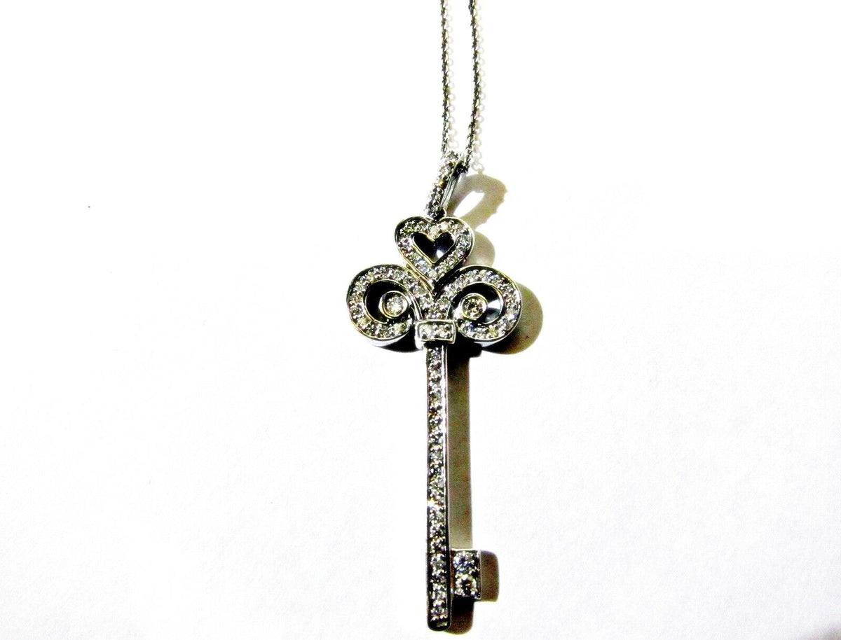 DIAMOND WHITE ROUND BRILLIANT SHAPE KEY PENDANT INCLUDED CHAIN DIAMOND PENDANT