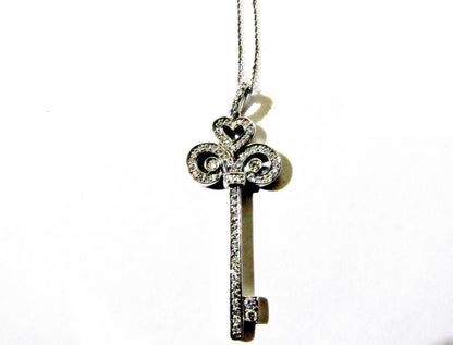 DIAMOND WHITE ROUND BRILLIANT SHAPE KEY PENDANT INCLUDED CHAIN DIAMOND PENDANT