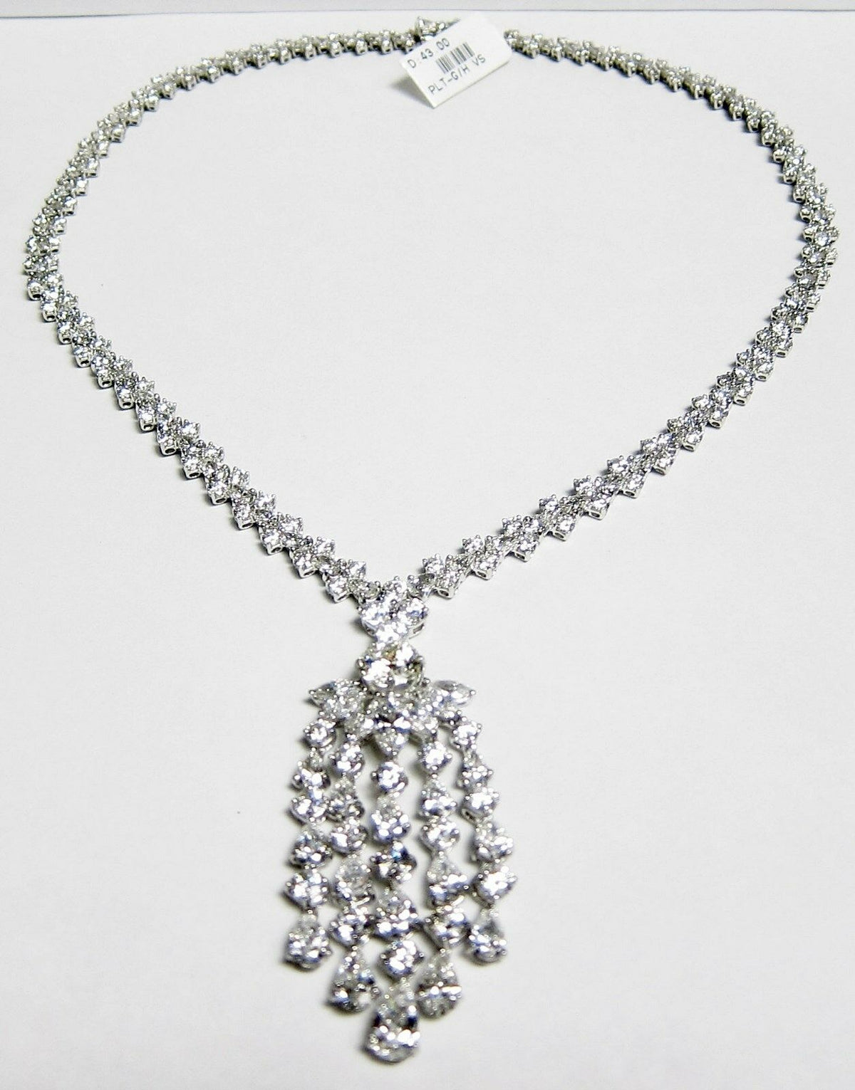 DIAMOND NECKLACE PRETTY MULTI-SHAPE DIAMOND DANGLE STYLE DIAMOND SET NECKLACE