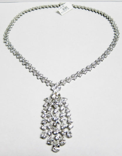 DIAMOND NECKLACE PRETTY MULTI-SHAPE DIAMOND DANGLE STYLE DIAMOND SET NECKLACE