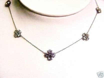 5 FLEURETTES 5 PRINCESS CUTS AND 20 HALF MOON DIAMOND NECKLACE 4.85 CT 18 K GOLD