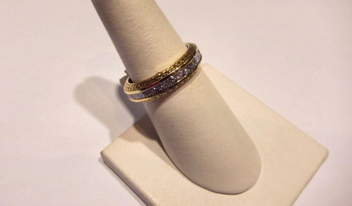 DIAMOND PRINCESS SHAPE ETERNITY BAND SET WEAVE DESIGN DIAMOND BAND DIAMOND RING
