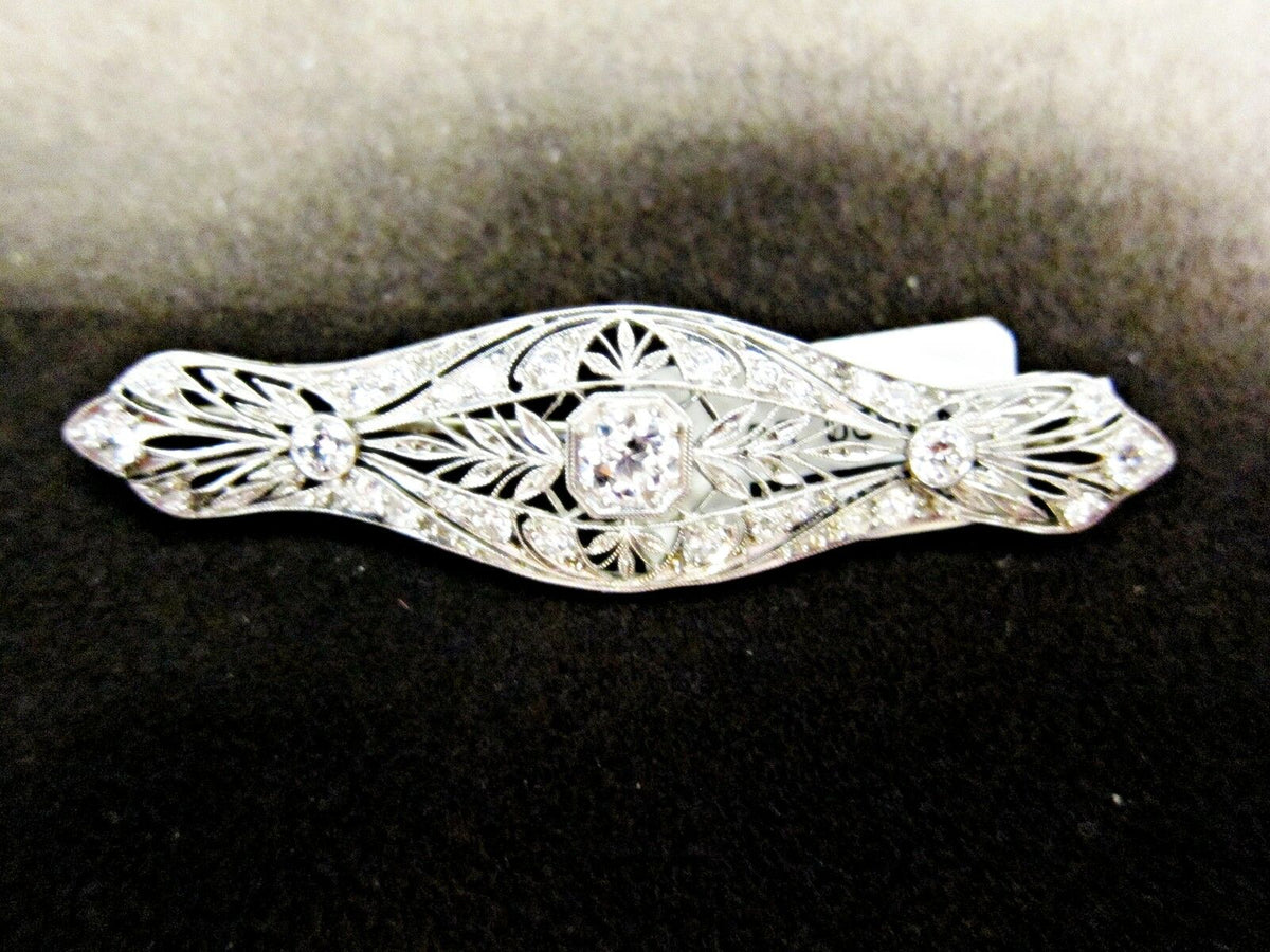 DIAMOND PIN ANTIQUE OLD EURO MINER SET BROOCH IN CTR ONLY APROX ONE CARAT CENTER