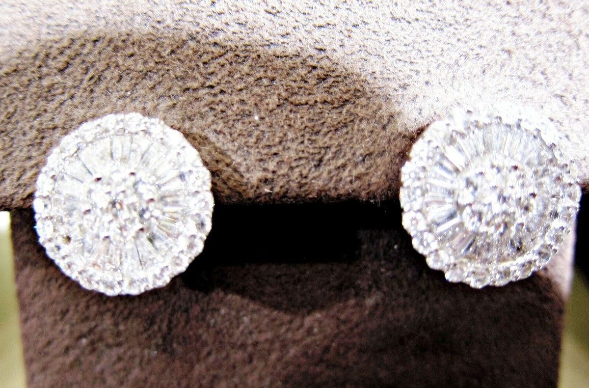 DIAMOND EARRING 58 ROUND BRILLIANT PRONG SET 42 BAGUETTE SHAPE DIAMOND EARRING