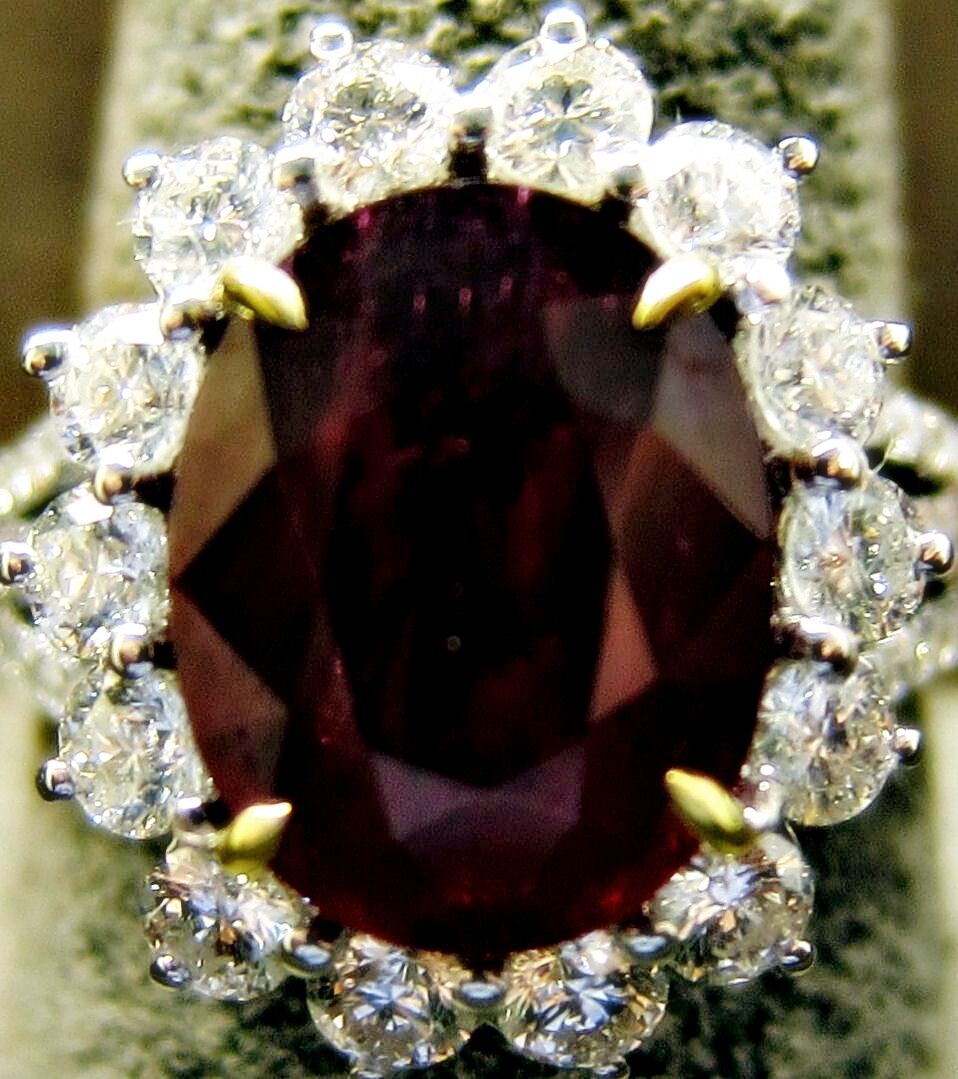Ruby 6.03 ct oval shape and diamond ring white gold