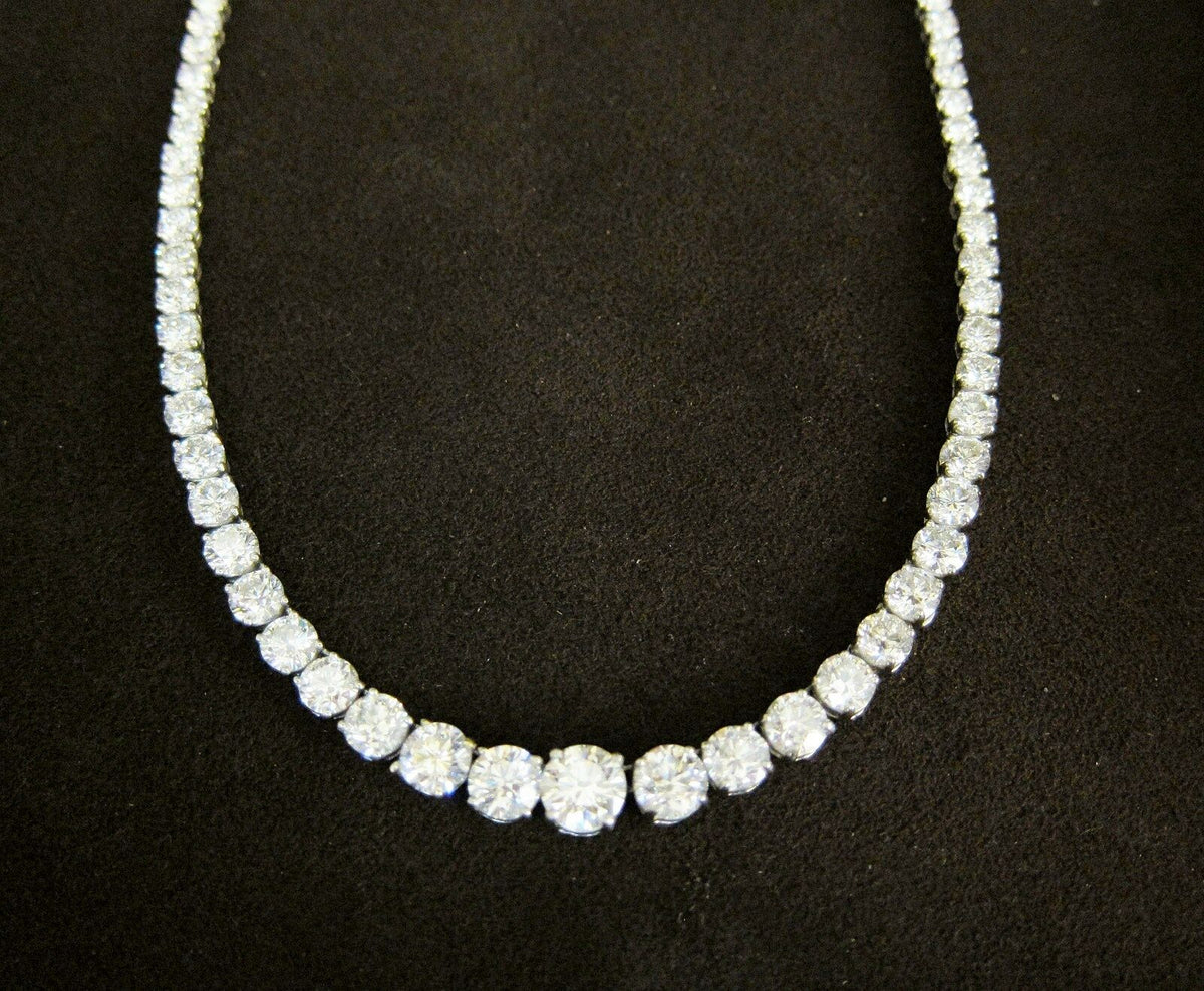 DIAMOND TENNIS NECKLACE 4 PRONG SET ROUND BRILLIANT SHAPE CENTER 1.25 CT DIAMOND