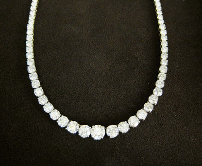 DIAMOND TENNIS NECKLACE 4 PRONG SET ROUND BRILLIANT SHAPE CENTER 1.25 CT DIAMOND