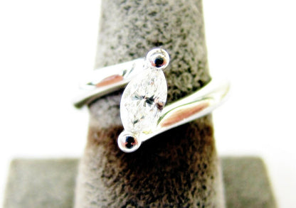 CERTIFIED HEAVY PLATINUM RING CENTER MARQUISE BRILLIANT .75 CT PLATINUM
