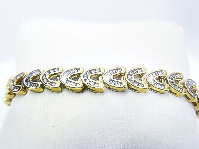 5.93 CT DIAMOND ROUND BRILLIANT BAGUETTE SHAPE CHANNEL SET DIAMOND BRACELET 14 K