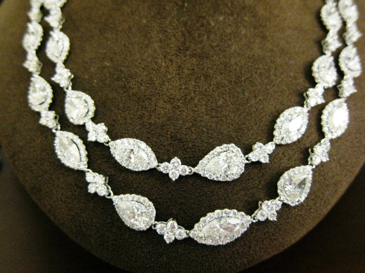 Diamond necklace emerald trillion pear marquise 31 pieces one carat each diamond