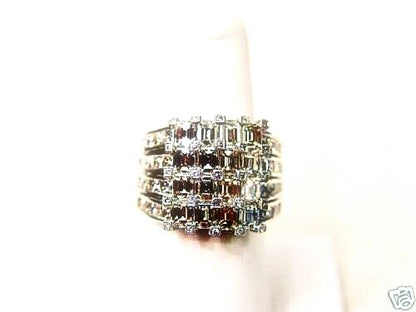 16 EMERALD CUT AND 25 ROUND CUT AND 32 SQUARE CUT DIAMONDS RING 7.18 CT PLATINUM