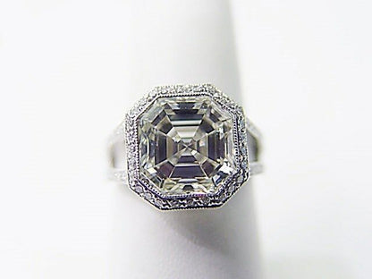 EGL CERTIFIED H COLOR VS2 CLARITY DIAMOND ASSCHER SHAPE CENTER ENGAGEMENT RING