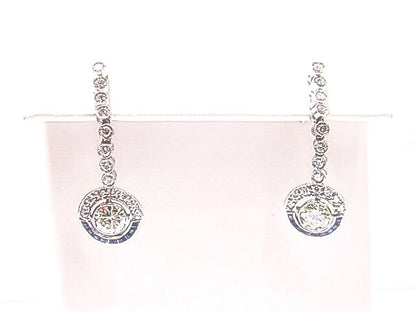 2 ROUND BRILLIANT CUT LARGER DIAMONDS DROPS SET BAGUETTE